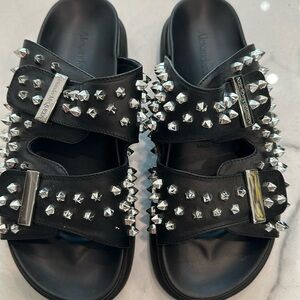 Alexander McQueen black stud slides sandals size 39